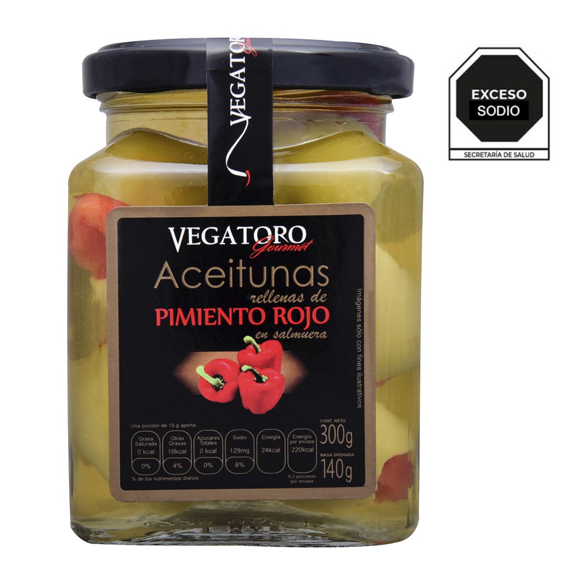 Aceitunas Verdes Rellenas De Pimiento Rojo 300 Gramos Vegatoro