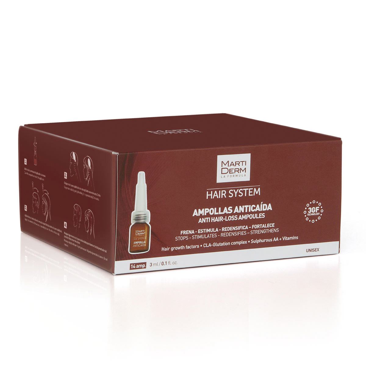 Hair System 3GF Ampolletas Anticaida 14 Ampolletas Martiderm
