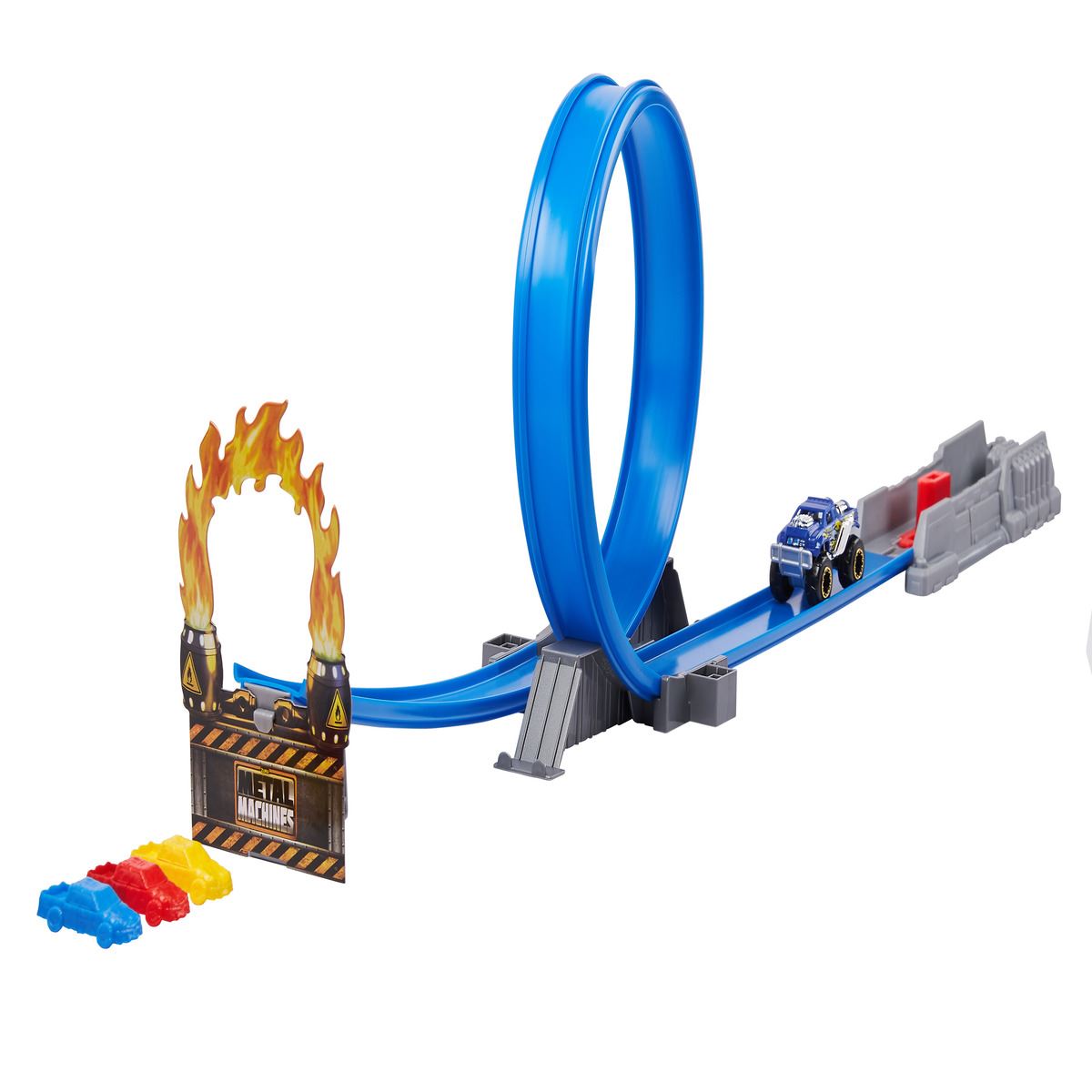 Set Pista de Carreras Metal Machines Circuito 360° y Rampa Acrobática de Zuru