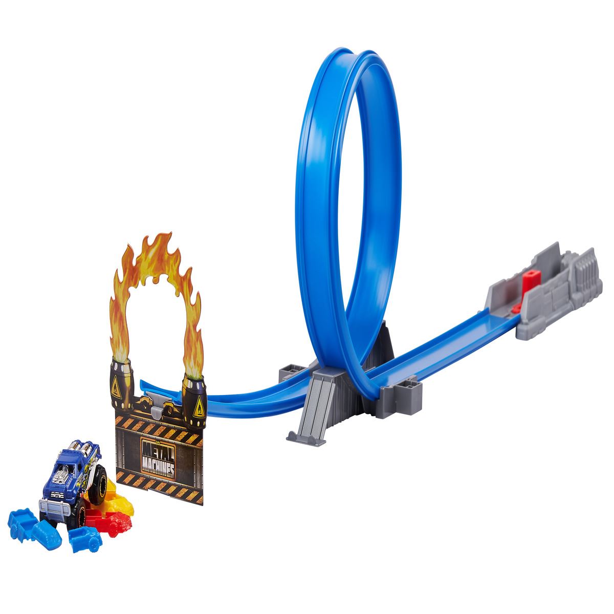 Set Pista de Carreras Metal Machines Circuito 360° y Rampa Acrobática de Zuru