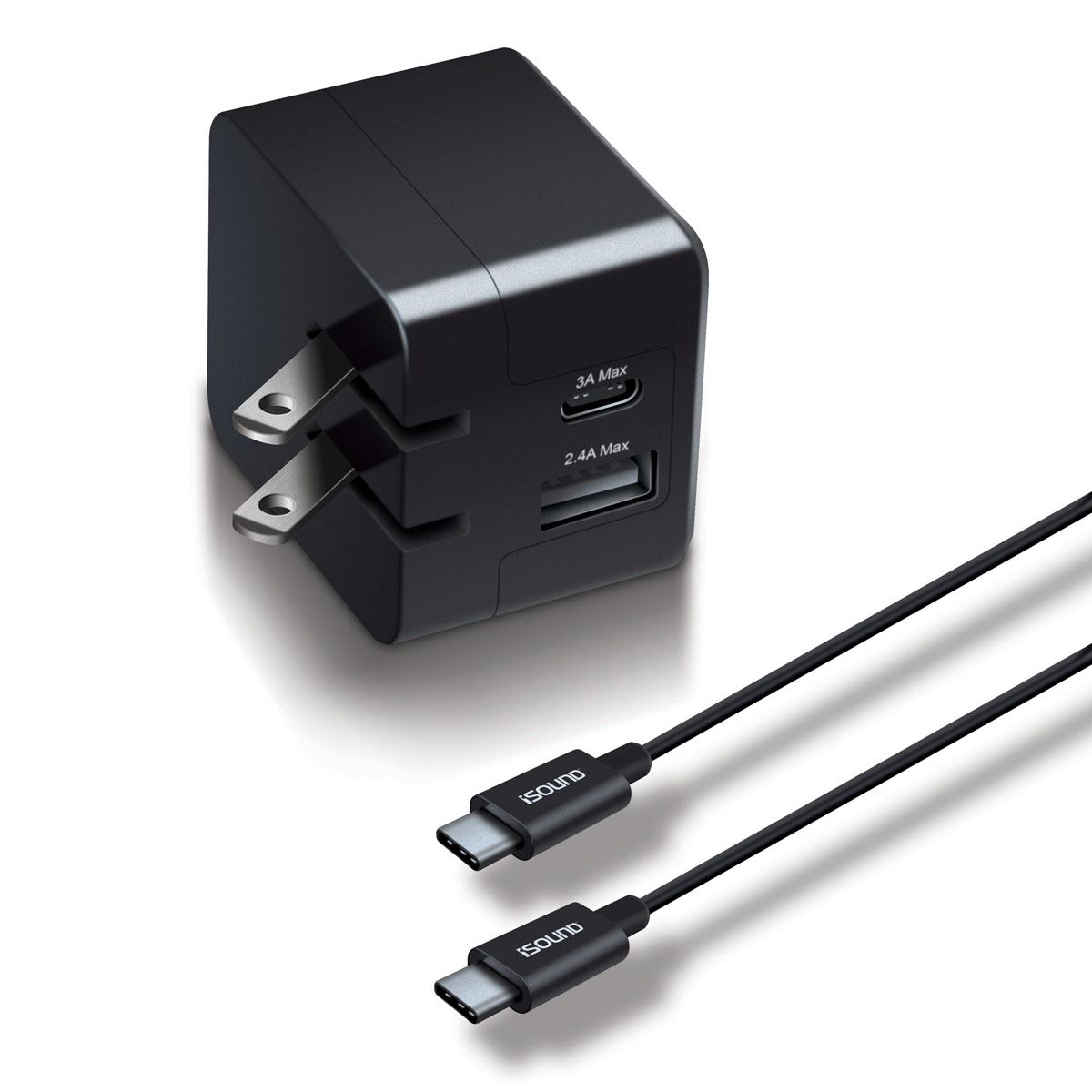 Cargador de pared doble puerto USB + cable USB Type-C