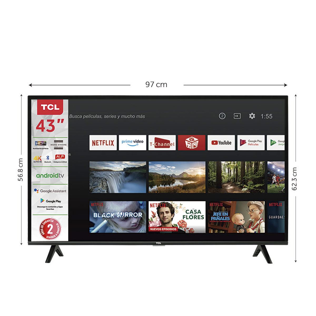 Pantalla TCL 43" 4K UHD (Android TV) Modelo 43A423