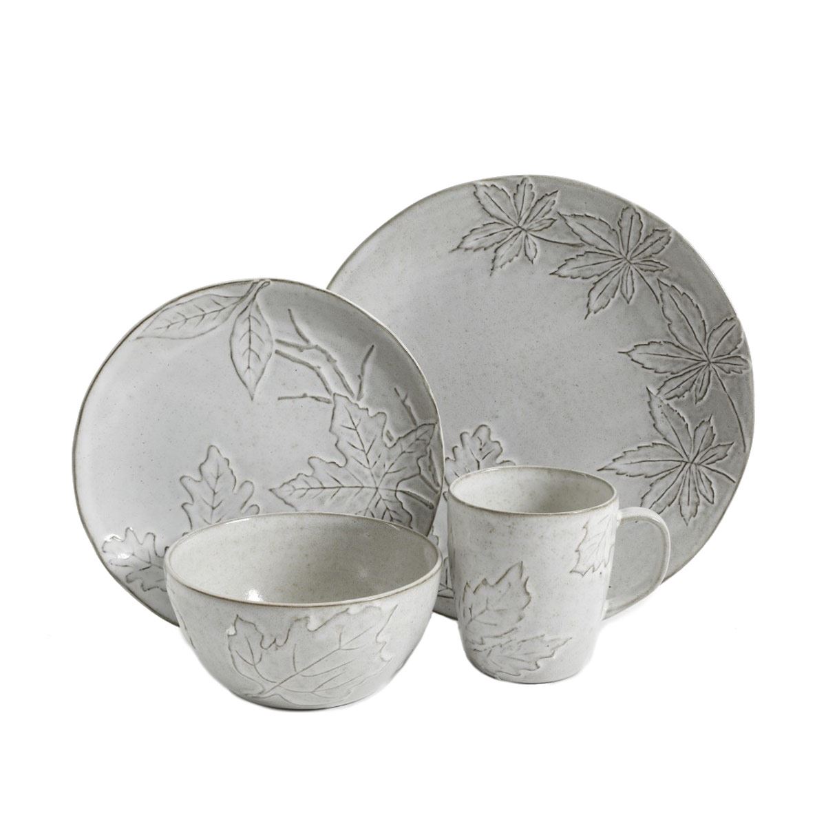 Set de vajilla 16 piezas color gris claro acabado reactivo terracota