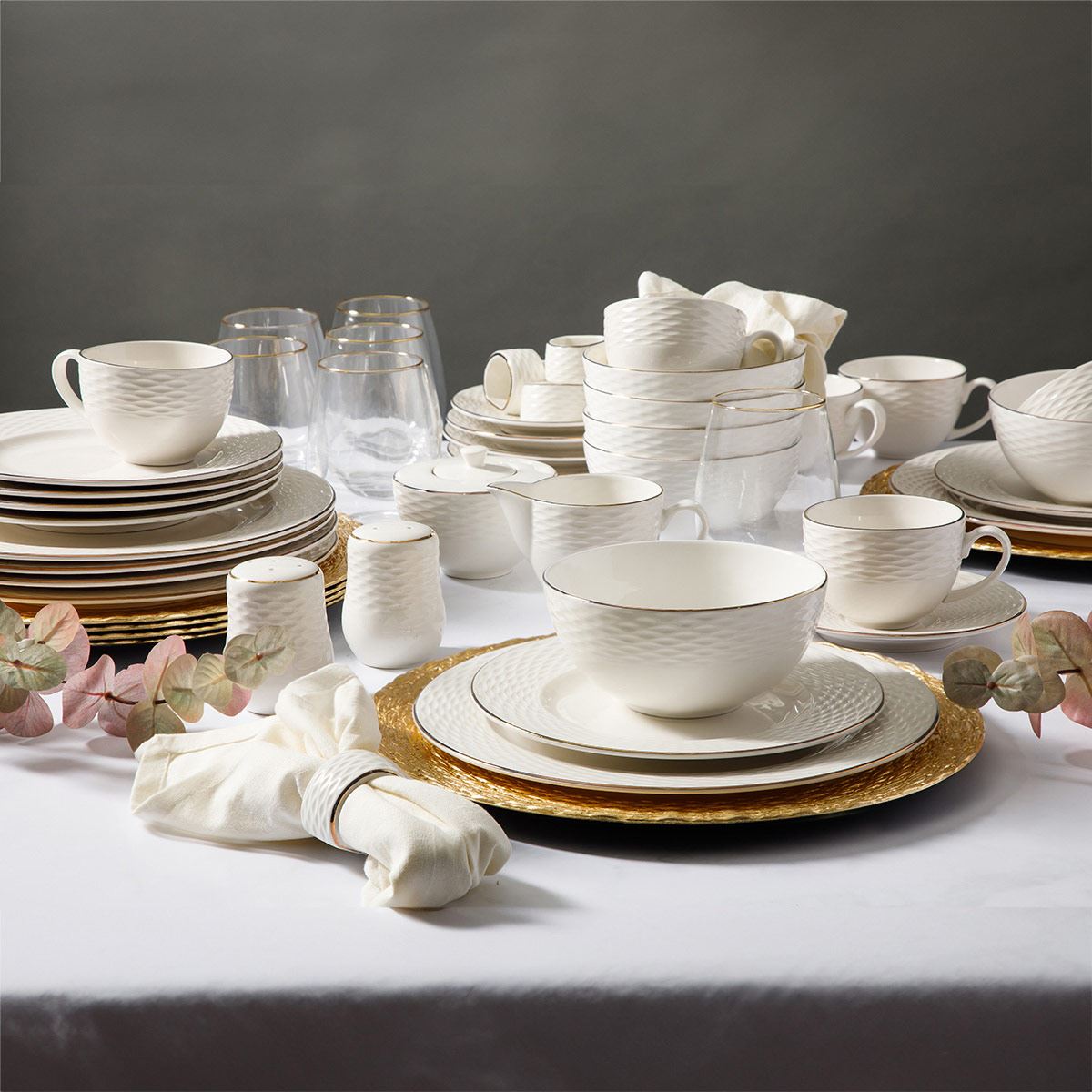 Vajilla Combo Set de porcelana Blanca 52 piezas