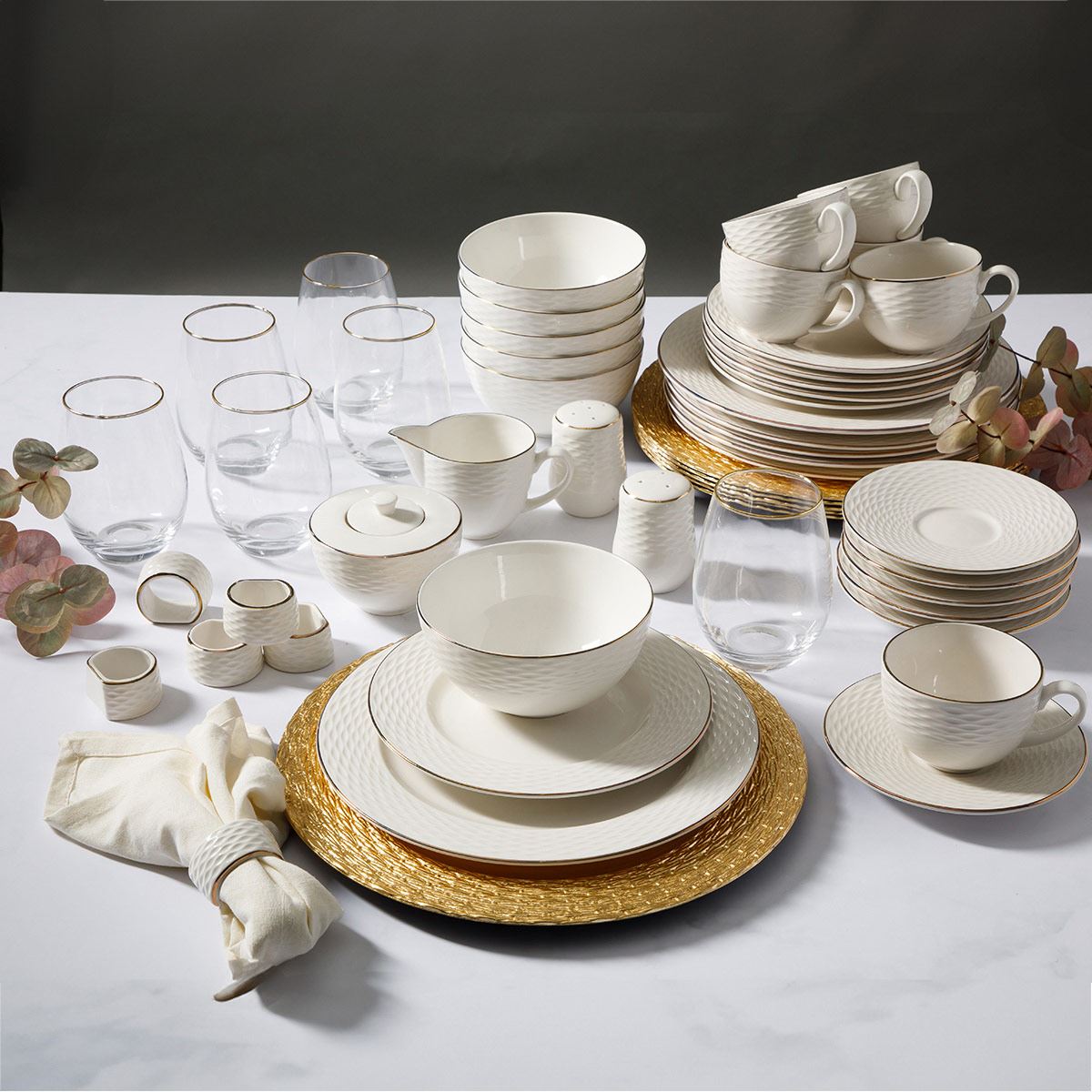 Vajilla Combo Set de porcelana Blanca 52 piezas