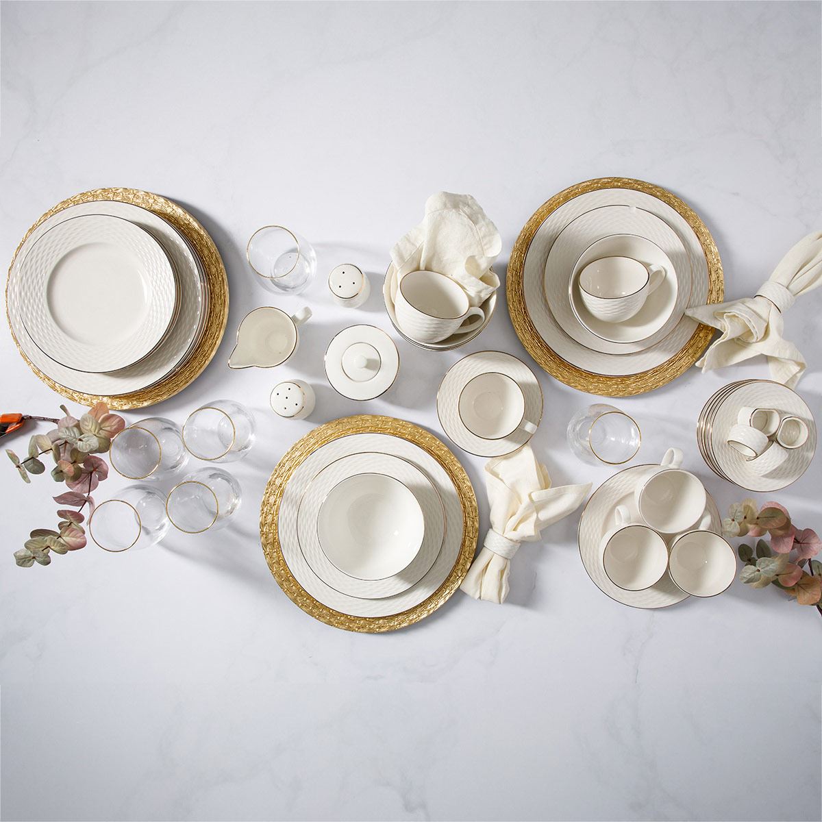 Vajilla Combo Set de porcelana Blanca 52 piezas