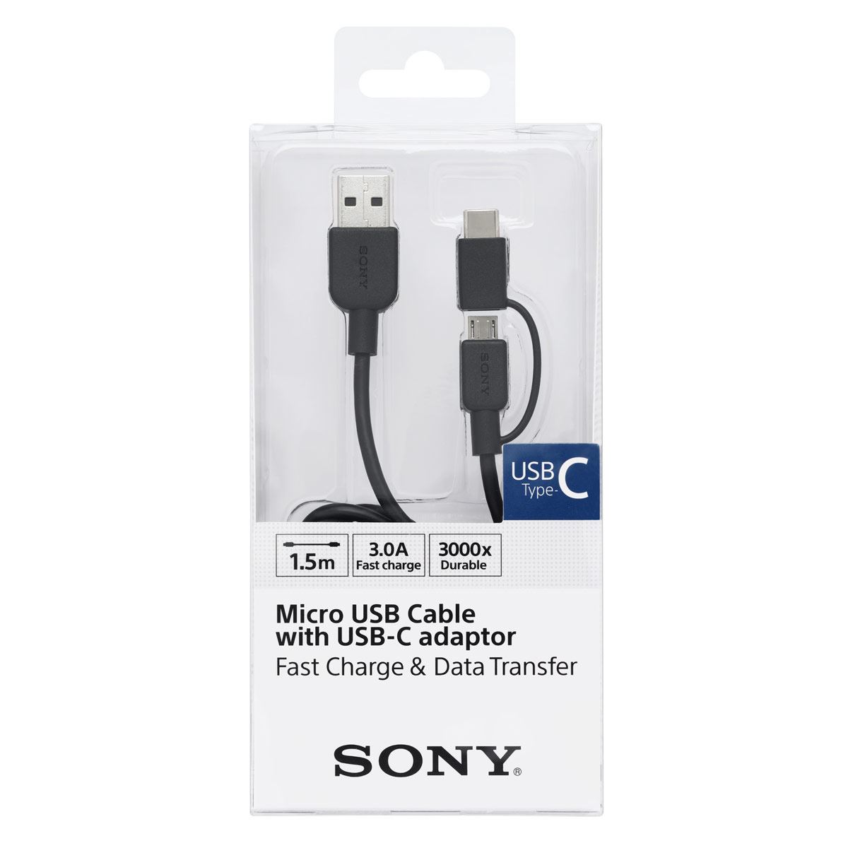 Cable USB con Conector Tipo C Negro Sony