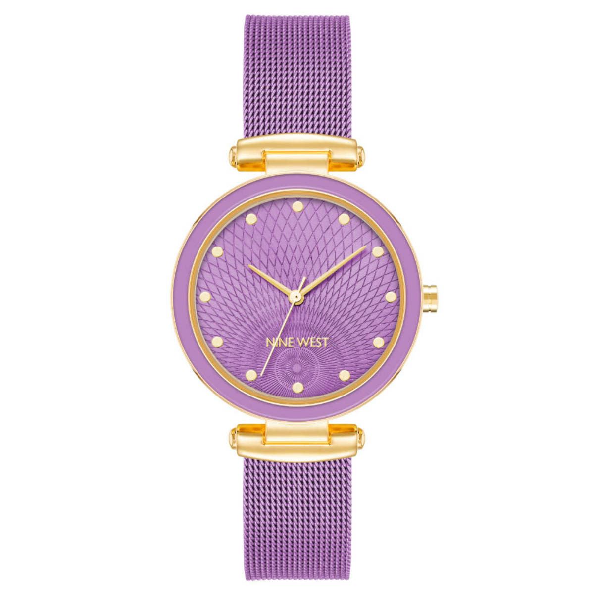 Nine West Orologio Da Polso Donna: Quadrante Champagne Con Cinturino In Ecopelle Marrone Miele