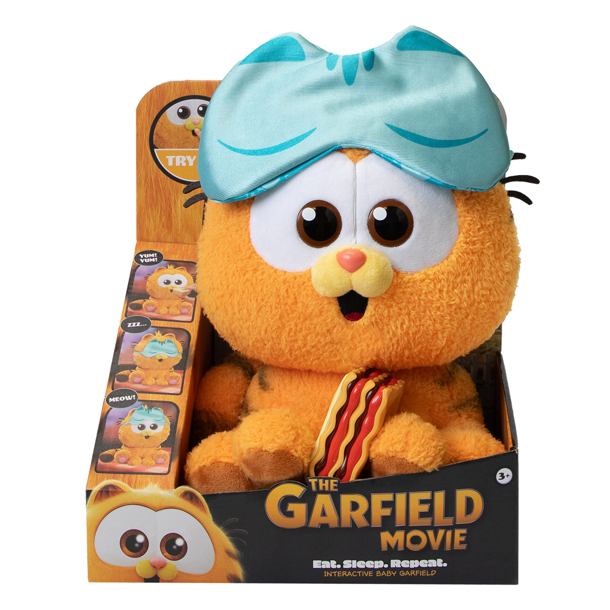 Peluche Interactivo Bebé Garfield Antifaz y Lasaña The Garfield Movie