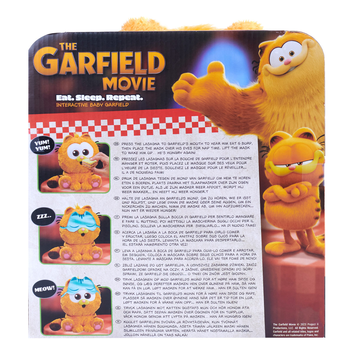 Peluche Interactivo Bebé Garfield Antifaz y Lasaña The Garfield Movie
