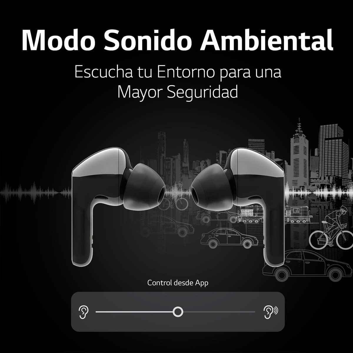 LG TONE Free FN4 - Audífonos Inalámbricos Bluetooth con Geles para oído Hipoalergénicos de Grado Médico  - Negros