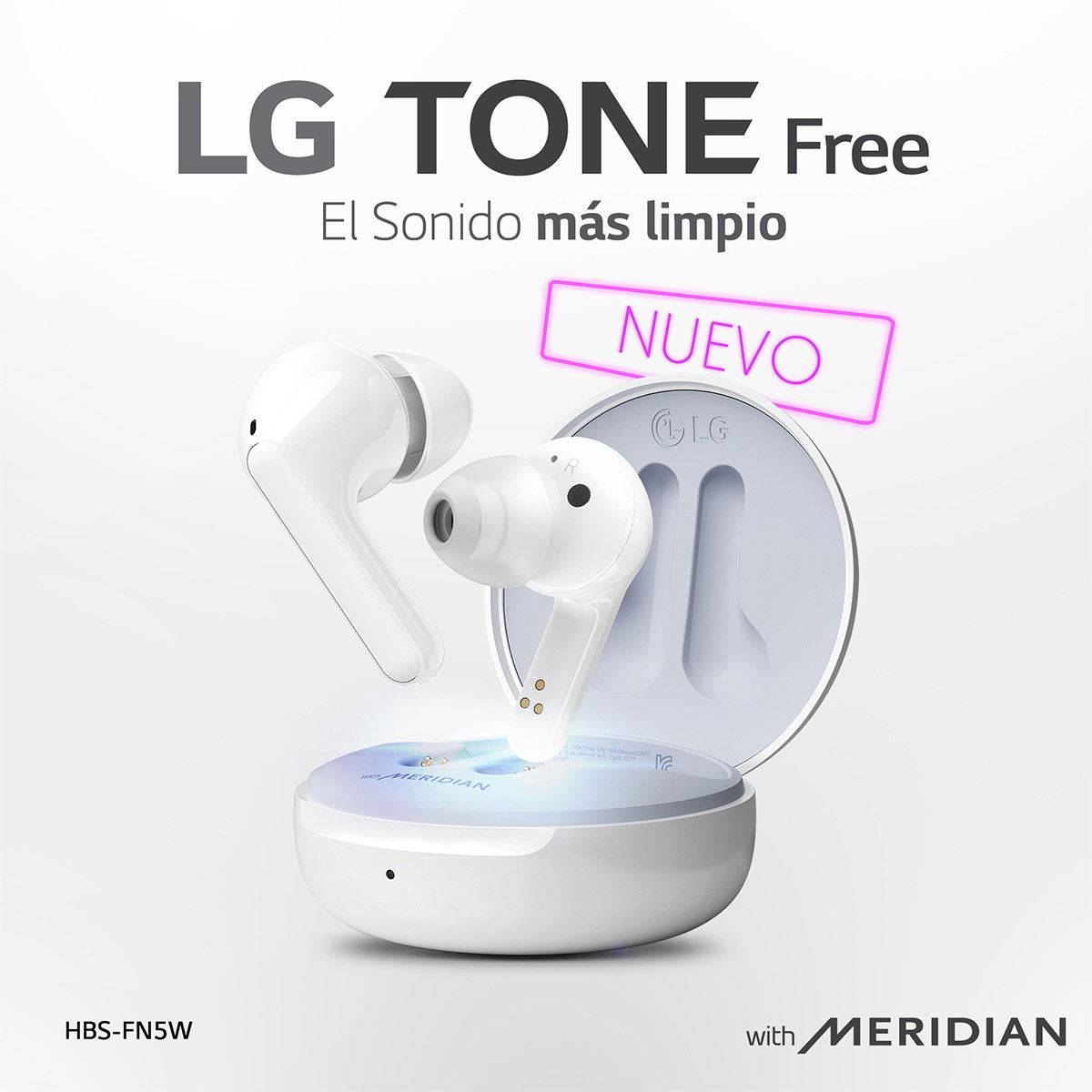 LG TONE Free FN5W - Audífonos Inalámbricos Bluetooth con Carga Inalámbrica - Blancos