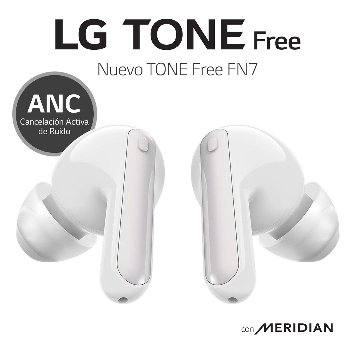 LG TONE Free FN7 - Audífonos Inalámbricos Bluetooth con Cancelación Activa de Ruido (ANC) - Blancos
