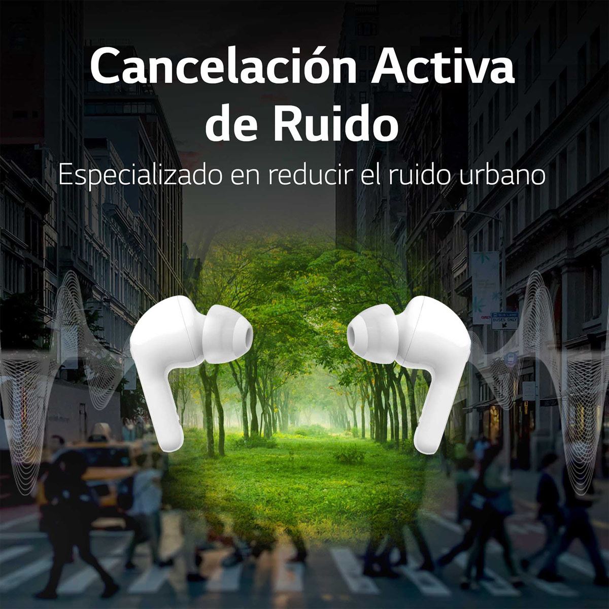 LG TONE Free FN7 - Audífonos Inalámbricos Bluetooth con Cancelación Activa de Ruido (ANC) - Blancos