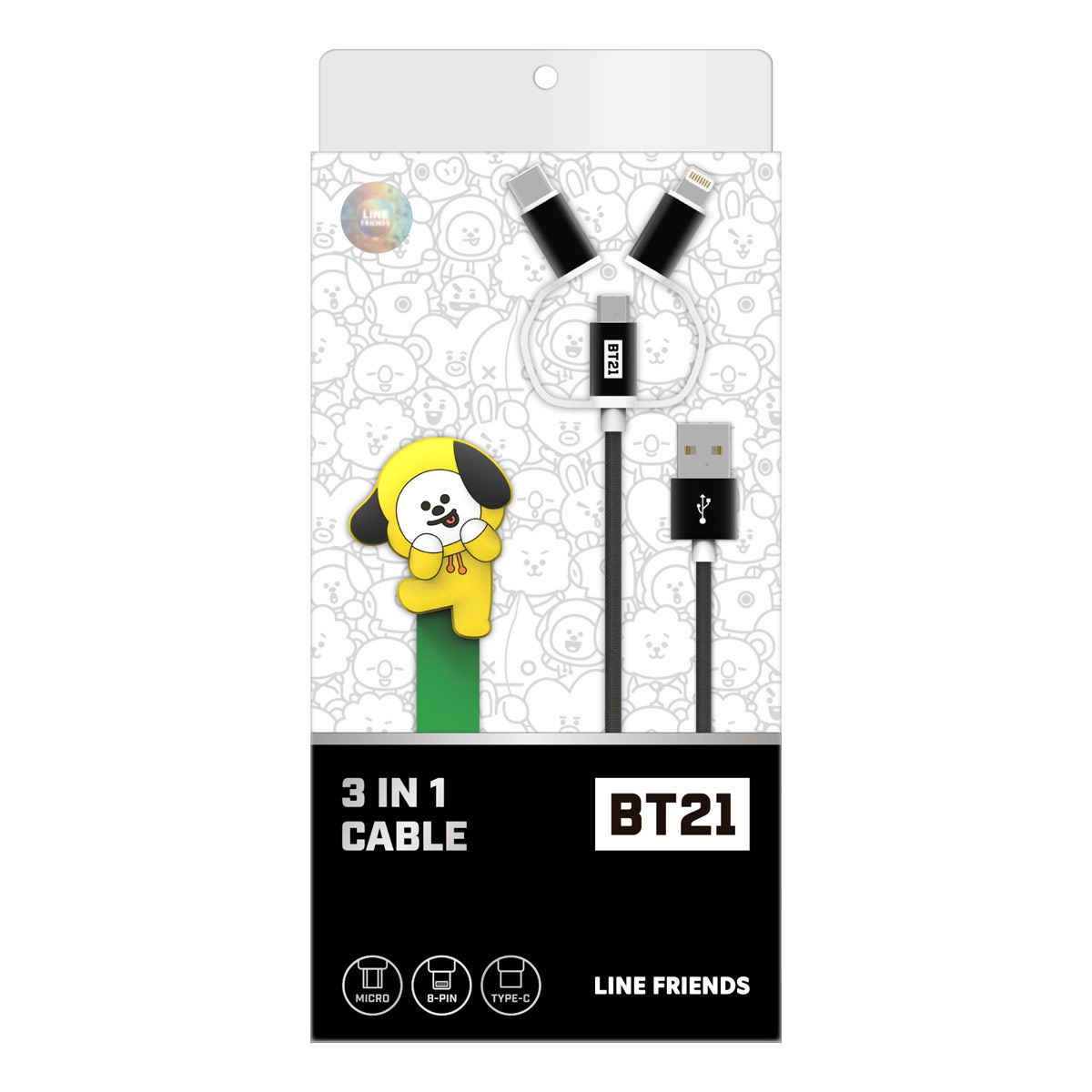 Cable Cargador Para Celular 3 En 1 Personaje Chimmy Línea BT21
