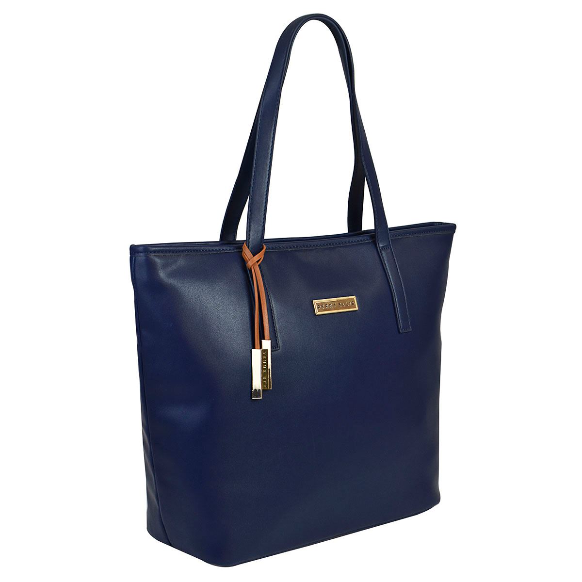 Bolsa Perry Ellis estilo tote color azul marino modelo A06823