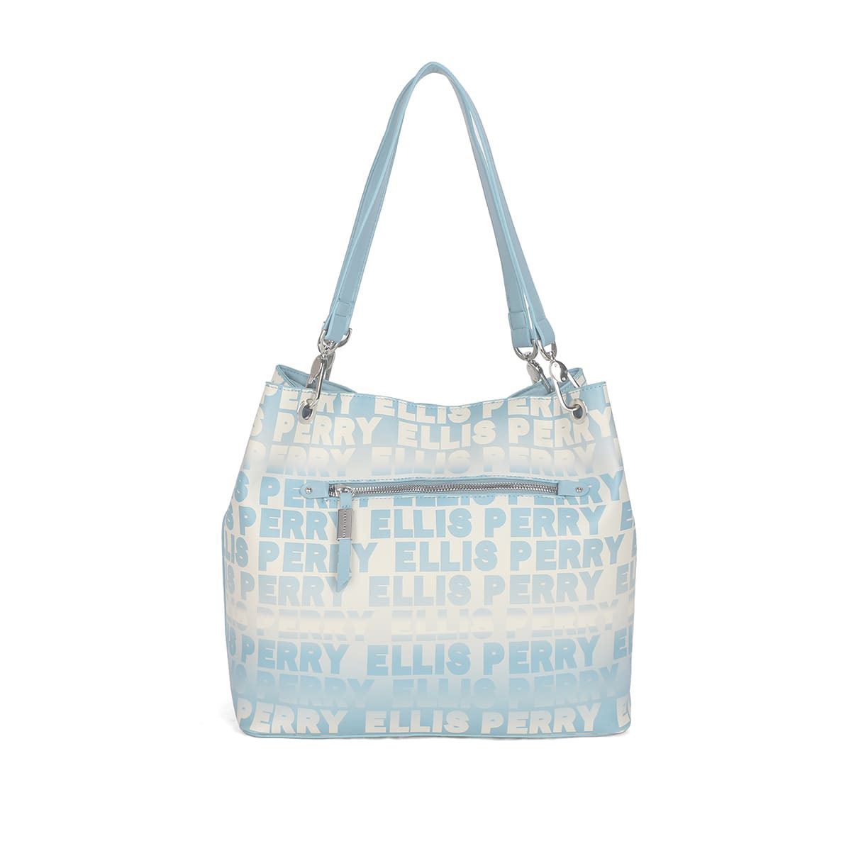 Bolsa estilo Tote marca Perry Ellis color azul con gris modelo A10146