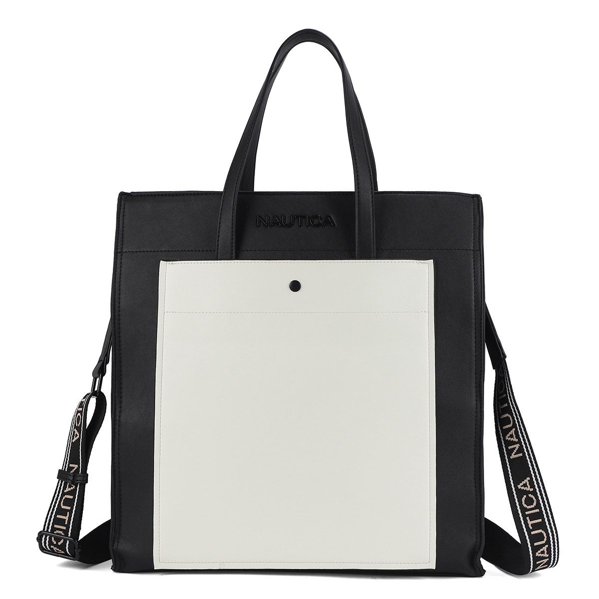 Bolsa estilo Large Tote marca Náutica color negro con detalles en blanco modelo A11805