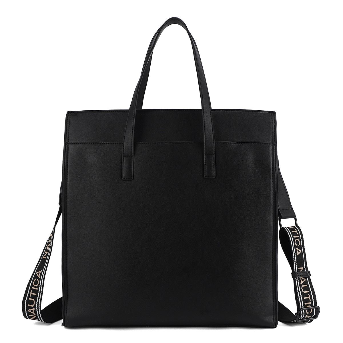 Bolsa estilo Large Tote marca Náutica color negro con detalles en blanco modelo A11805
