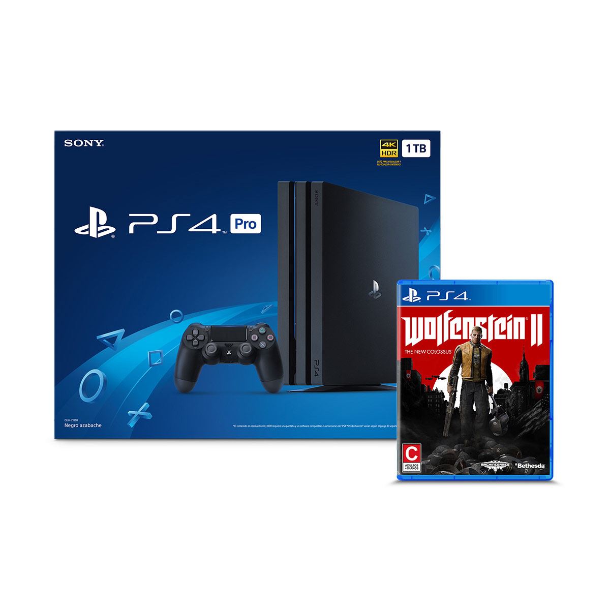 Consola Playstation 4 Pro Hw 1 Tb + Wolfenstein Ii