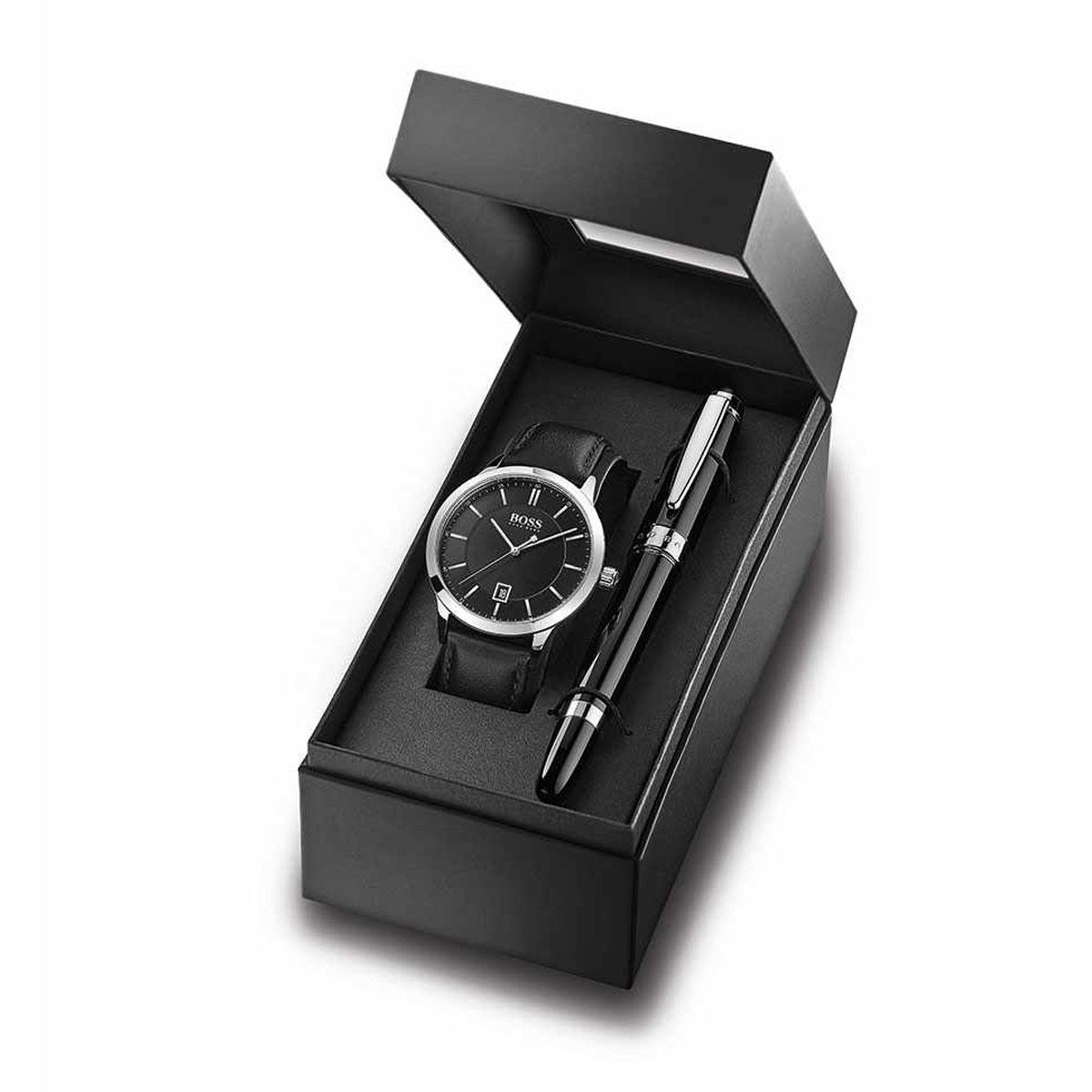 Set de reloj cronógrafo y pulsera de hombre Giftset 1570154 de cuero negro  · Boss · El Corte Inglés