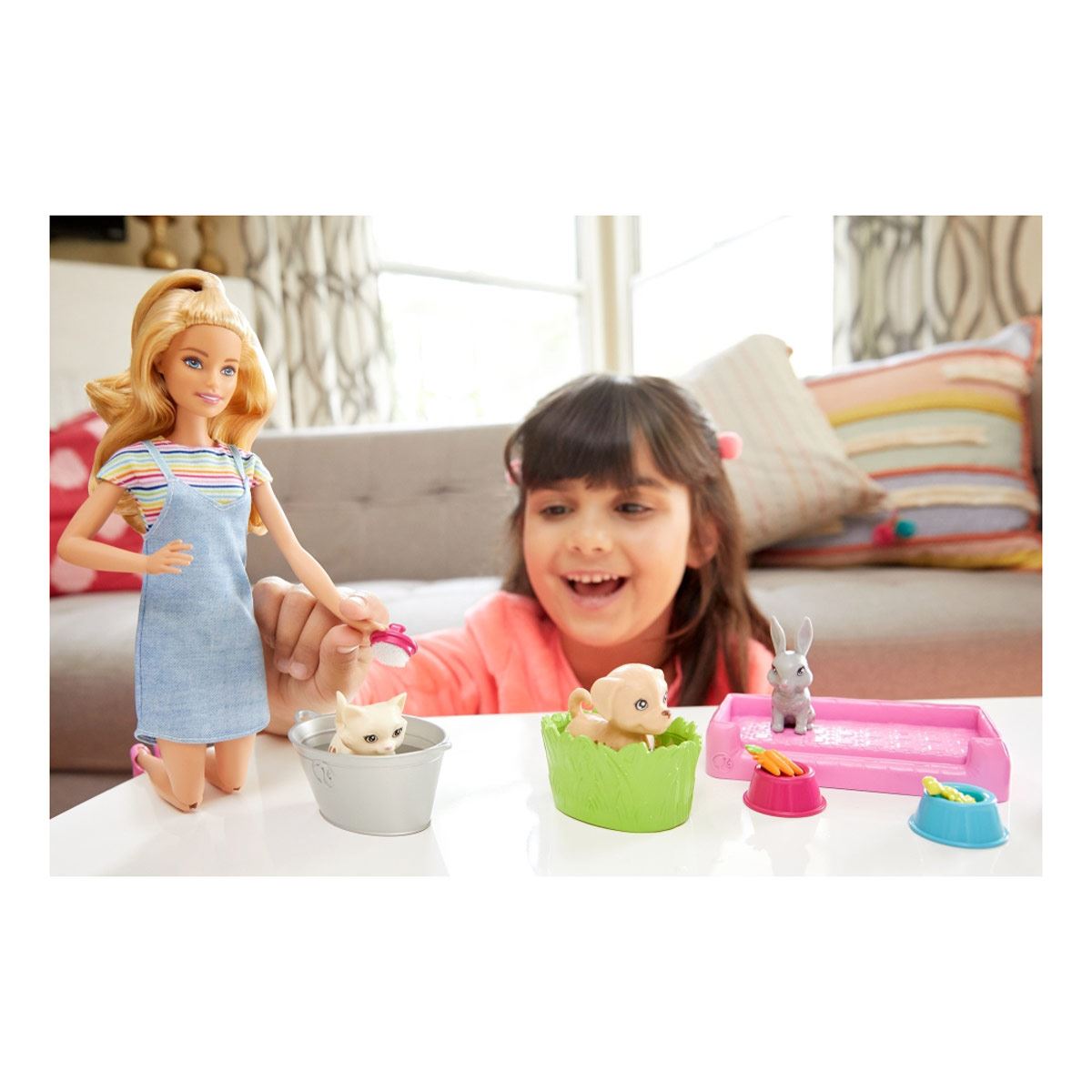 Barbie Familia Baño de Perritos