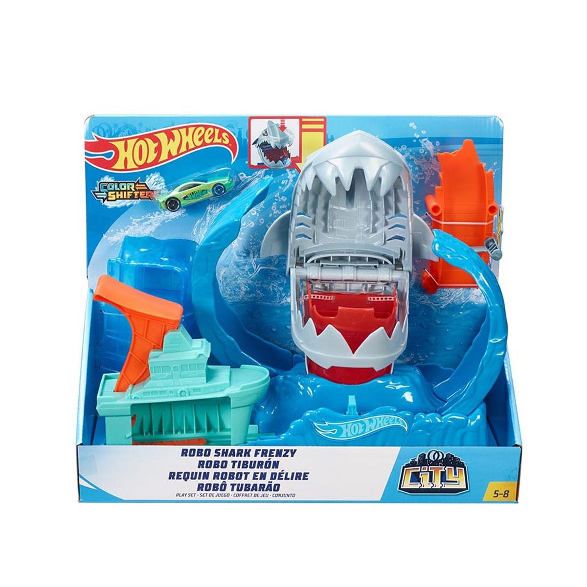 Pista de Juguete Hot Wheels Robo Tiburón City