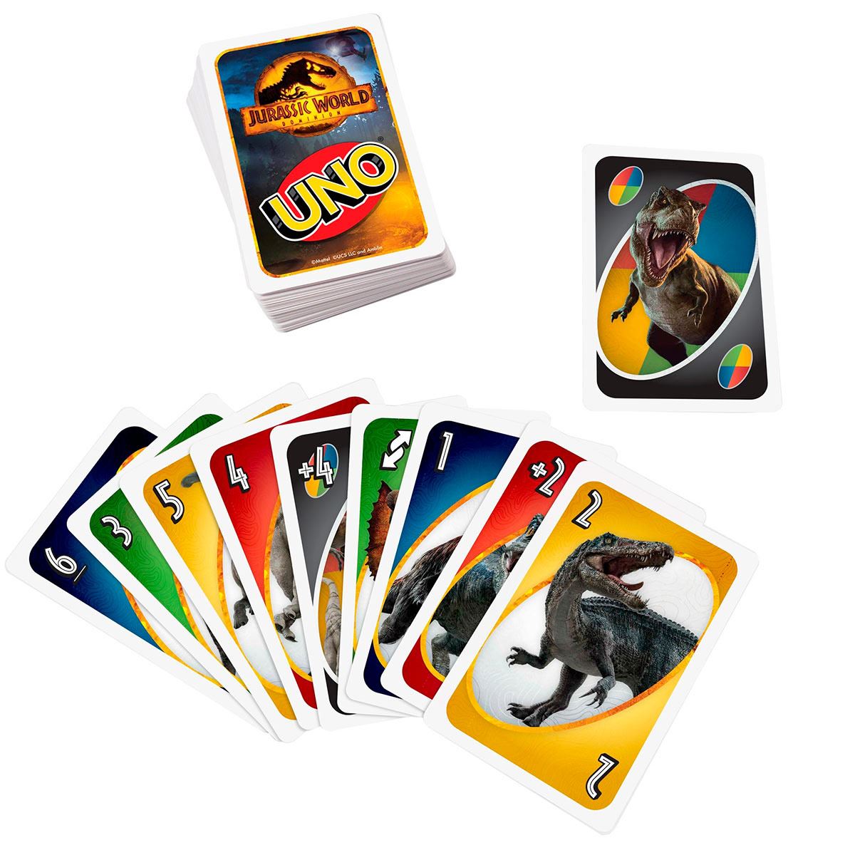 UNO Jurassic World, Jurassic World 3, Juego de Mesa para niños de 7 años en adelante