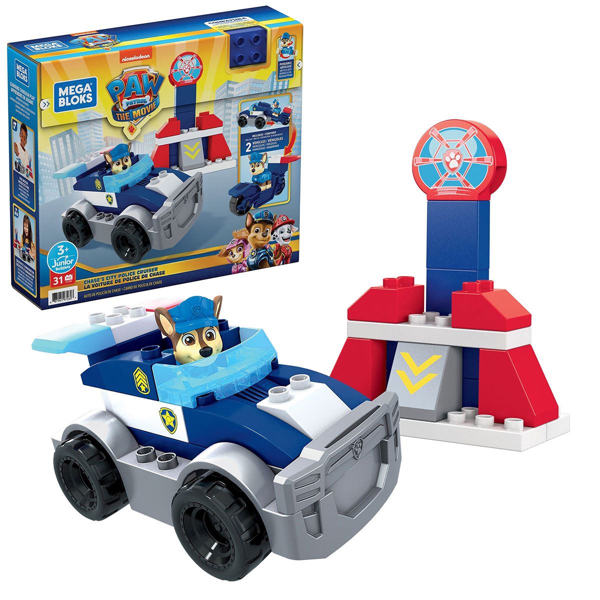 Mega Bloks Paw Patrol, Auto de Policía de Chase, Juguete de construcción