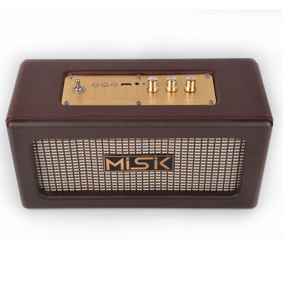 Bocina Misik Vintage con Radio USB y Auxiliar Café