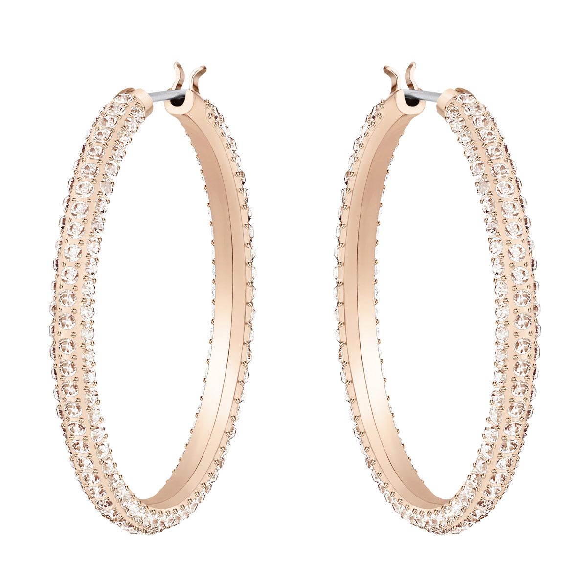 Aretes Oro Rosado Arracada con Cristales Claros Swarovski