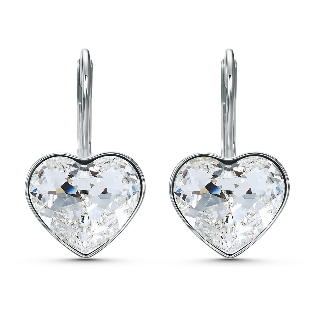 Aretes Plateados Bella Corazon con Cristales Claros Swarovski