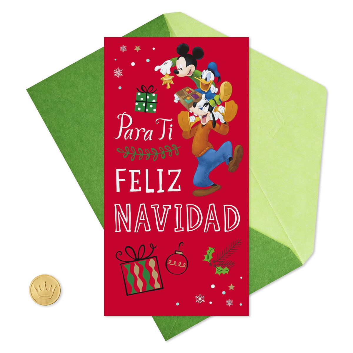 Tarjeta de cumpleaños Hallmark con bolsillo - Disney Mickey Mouse, compartir feliz