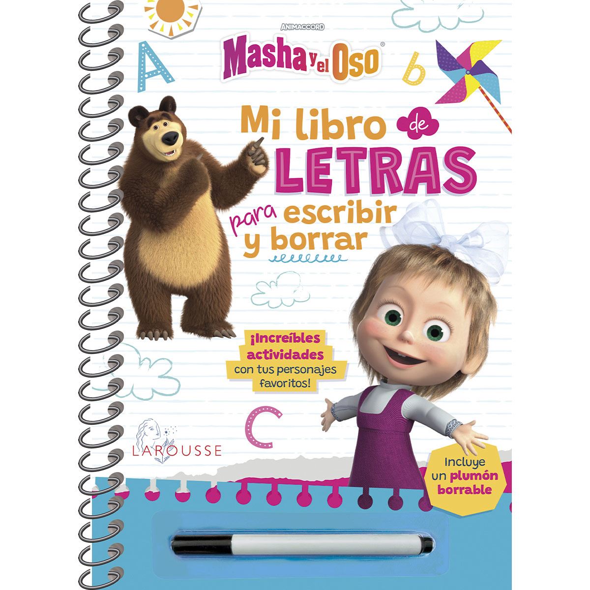 Masha y el Oso. Mi libro de letras para escribir y borrar