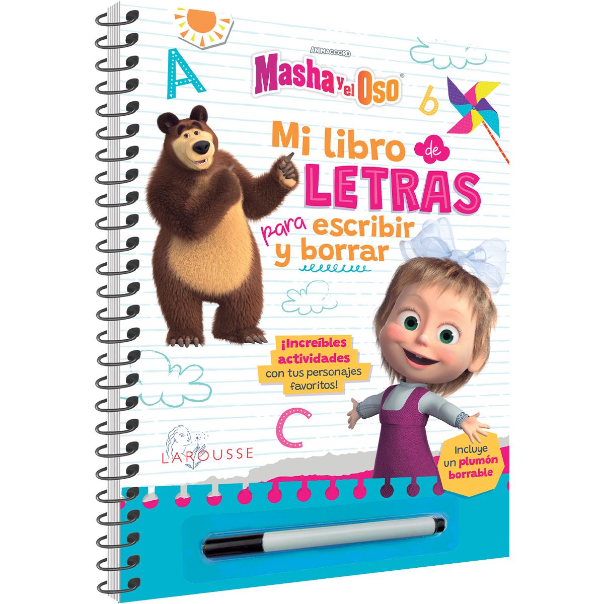 Masha y el Oso. Mi libro de letras para escribir y borrar