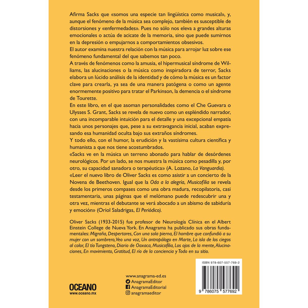 Musicofilia. Relatos de la música y el cerebro