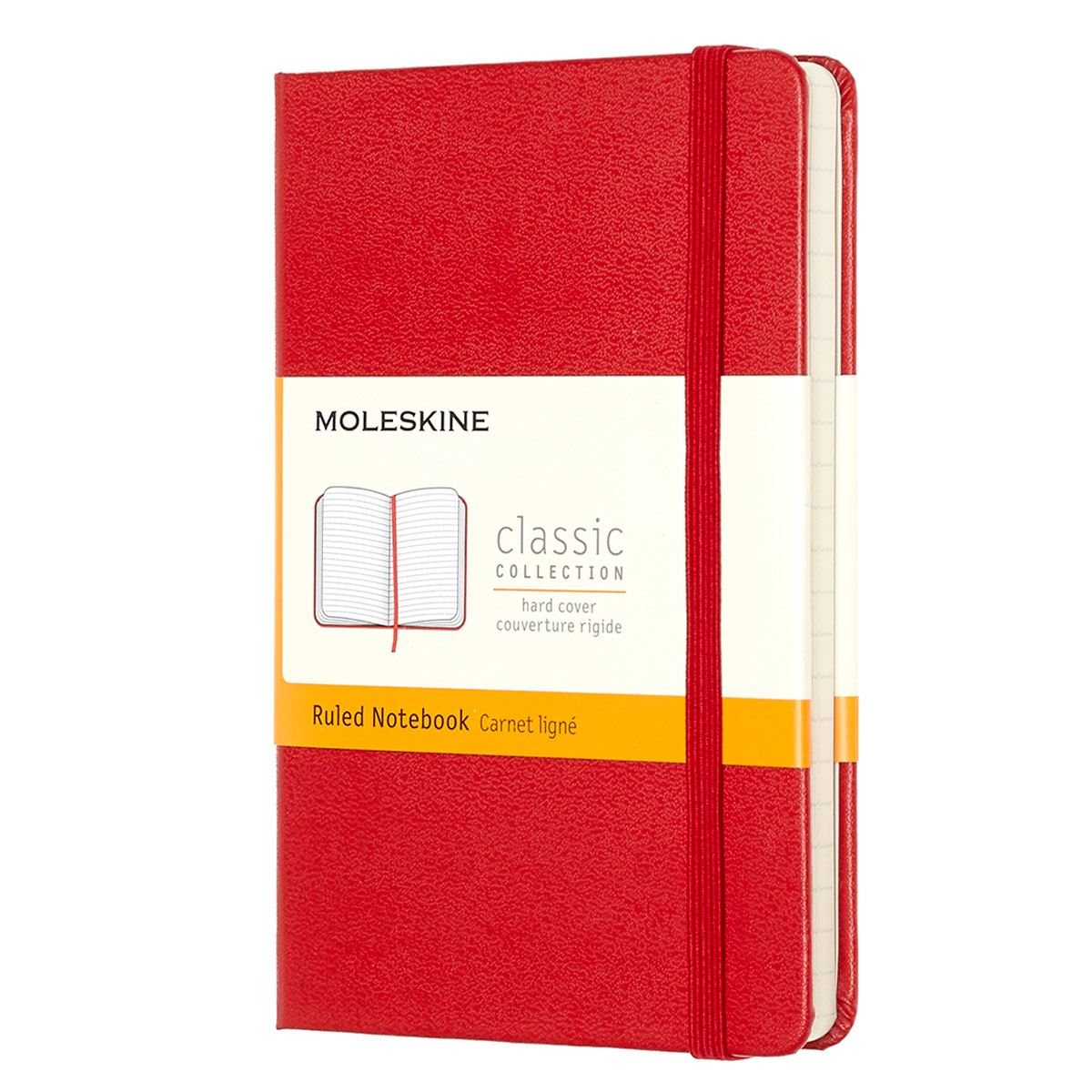 Libreta clásica de bolsillo roja, hoja rayada pasta dura