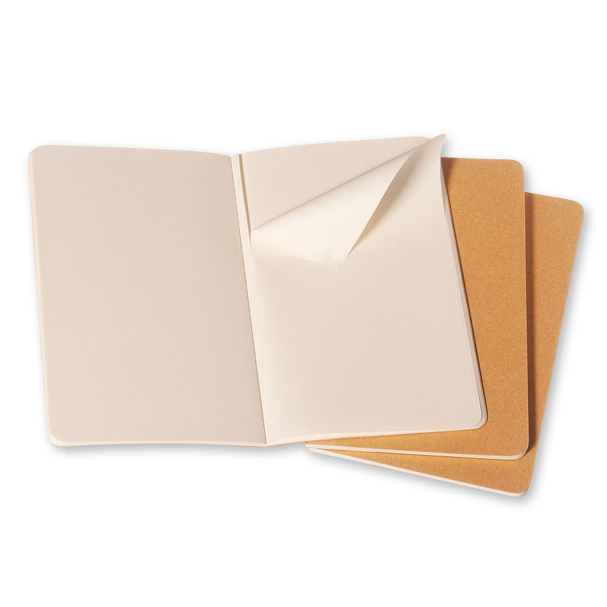 Set 3 libretas, grande Kraft, hoja blanca pasta suave