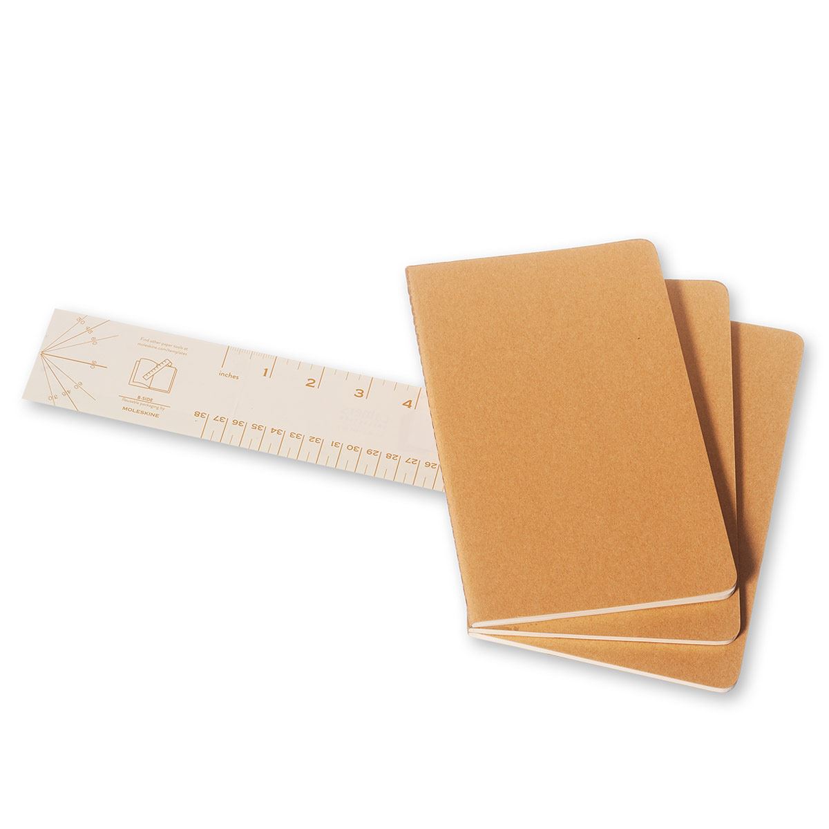 Set 3 libretas, grande Kraft, hoja blanca pasta suave