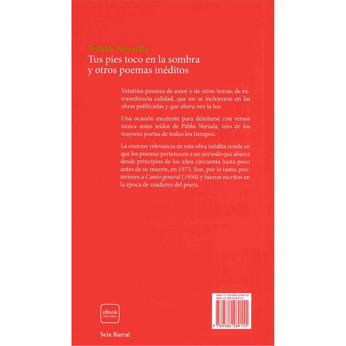 Tus pies toco en la sombra y otros poemas inéditos