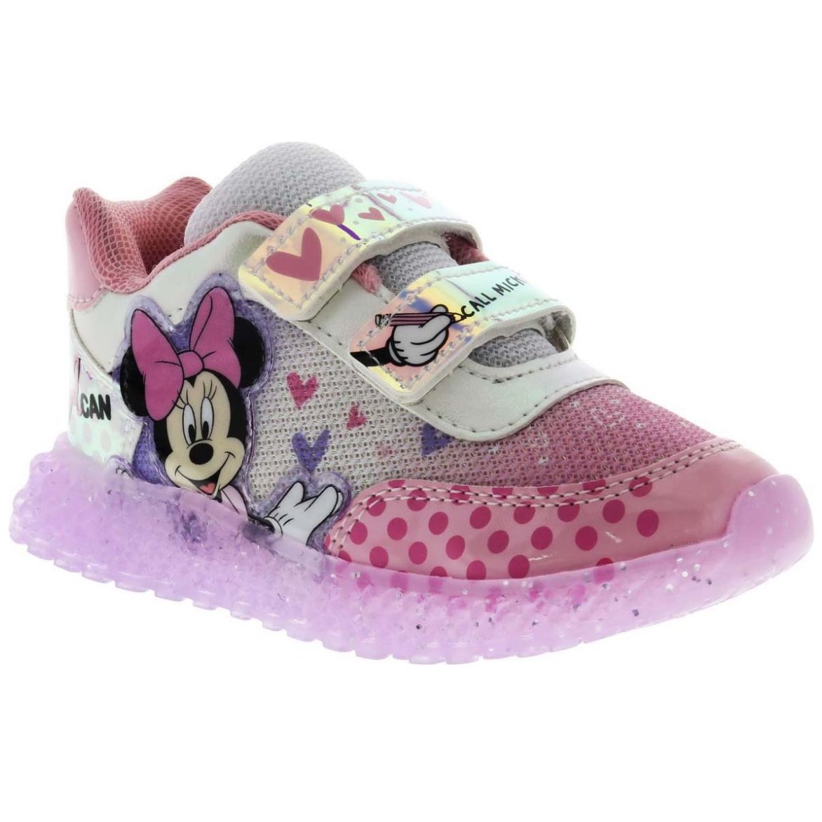 Tenis con luces de niña, blanco/rosado de Minnie Mouse ©Disney