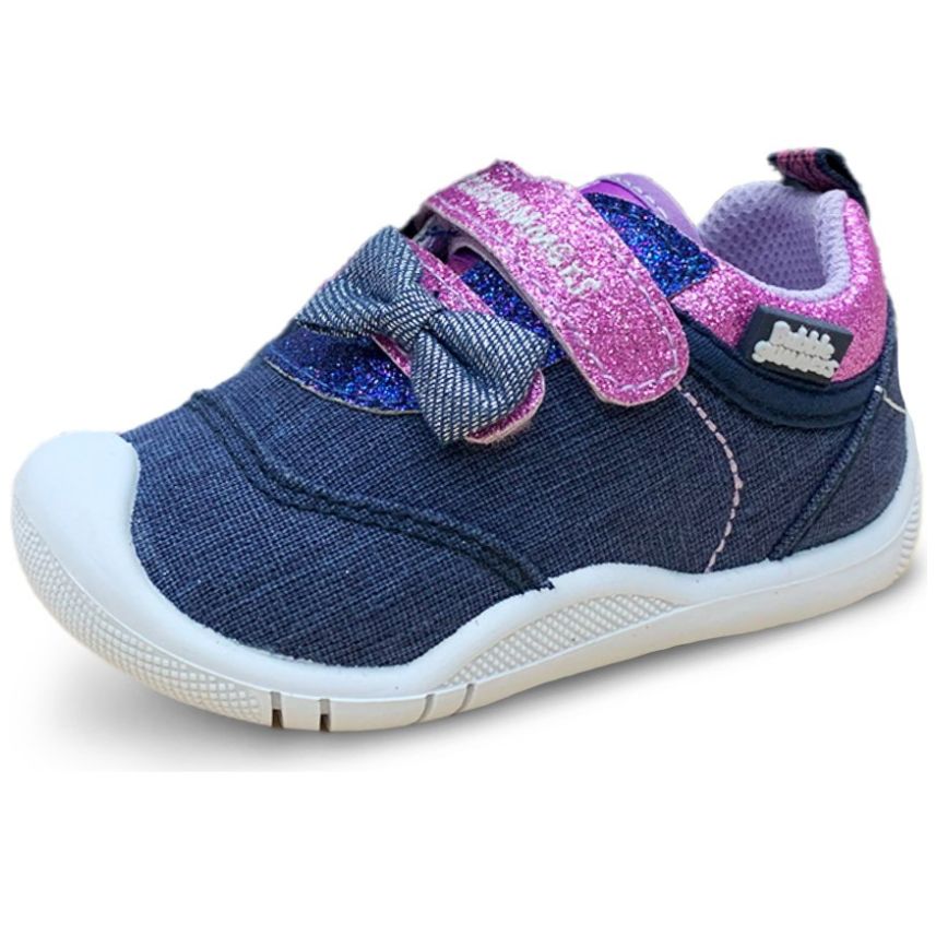 Tenis con Velcro 1215 Raqueta Mezclilla Rosa Bubble Gummers para Niña