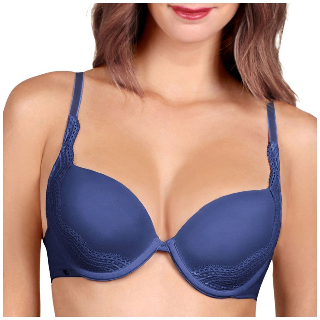 Brasier Blanco Padded Peto Largo Encaje Metal Powerbra