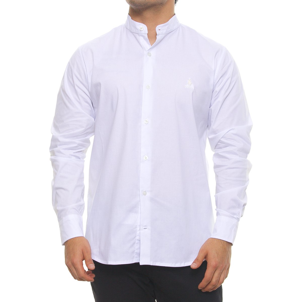 Camisa Cuello Mao Lisa Blanco para Hombre Polo Club