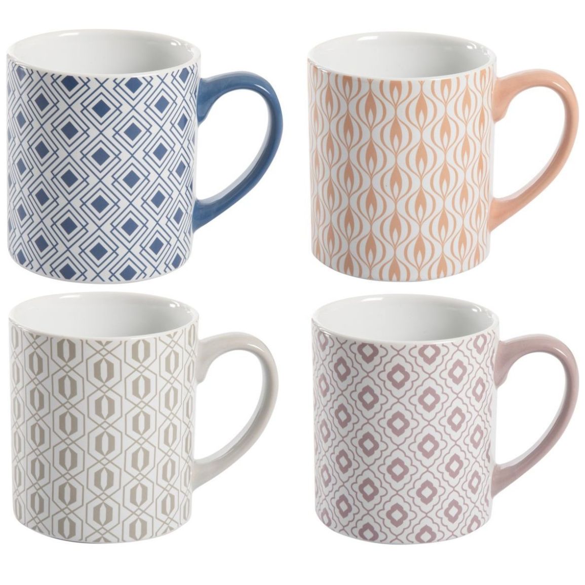 Juego Tazas Ceramica para Cafe y Te multicolor, 500 ml (4 piezas