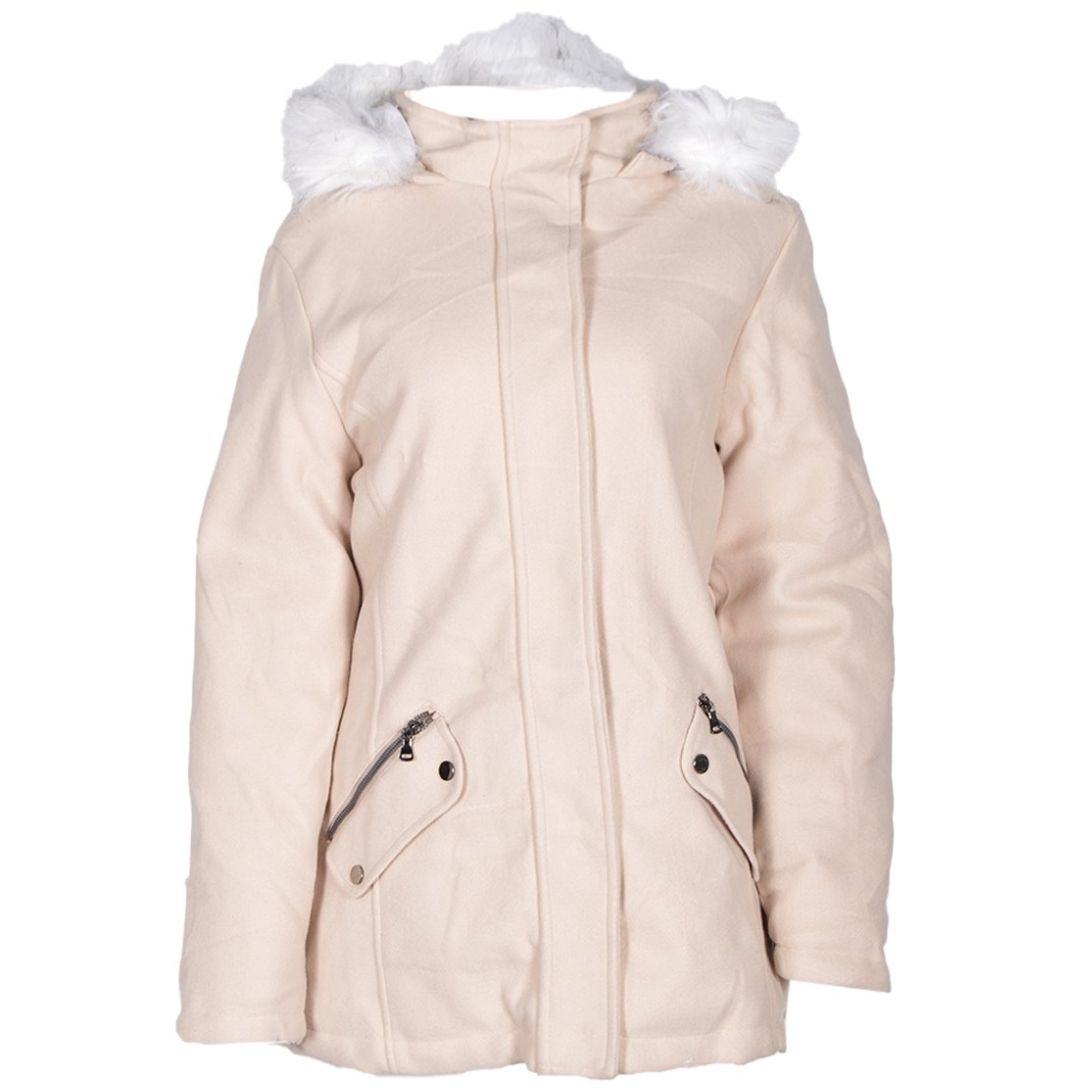 ONLY Mujer Chaqueta con 2 bolsillos en el pecho y peluche beige