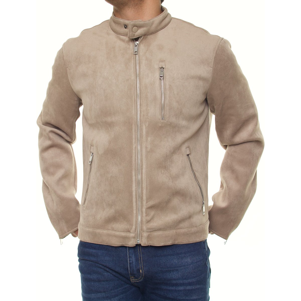 Chamarra Suede Cuello Mao para Hombre Bruno Magnani