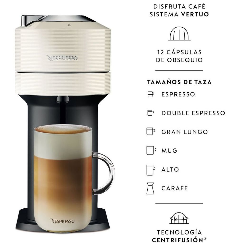 Combo Vertuo Next Blanco con Jarabes Y Vertuo Alto Mug Nespresso