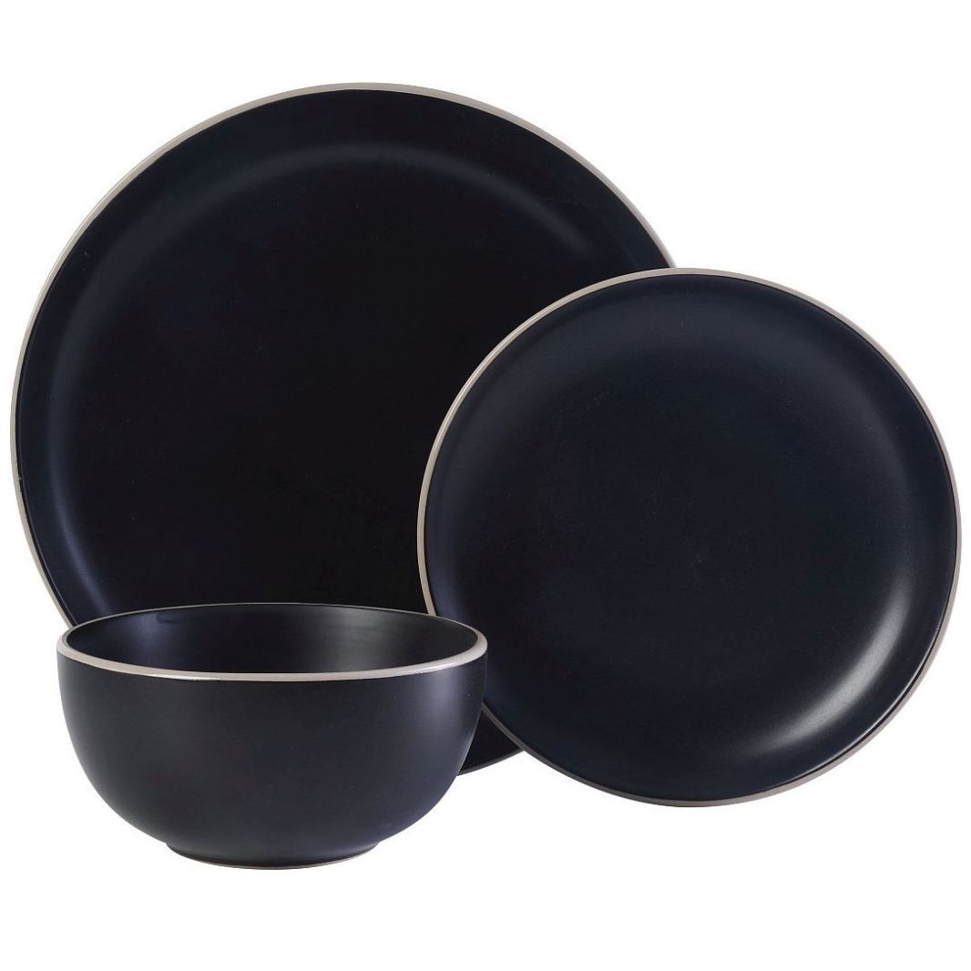 Vajilla Mainstays 16 Piezas De Ceramica Color Negro