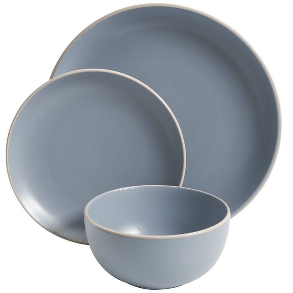 Vajilla 12 Piezas Rockaway Ceramica Gris Gibson Home